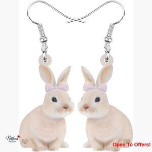 Acrylic Easter Bunny Dangle Drop Earrings For Women Girls